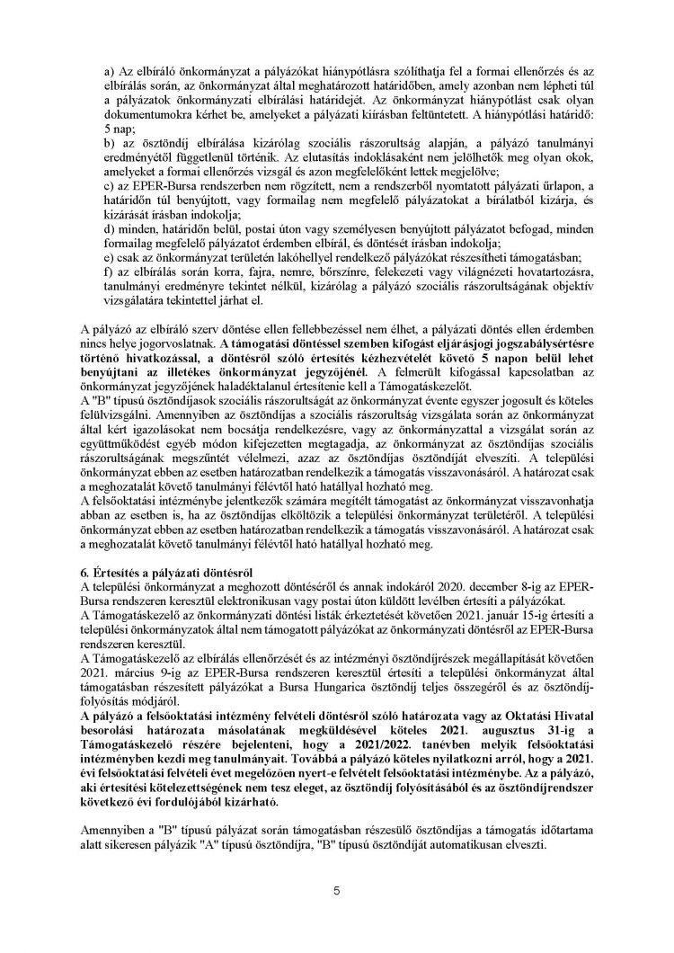 B típusú pályázati kiírás honlap Oldal 5